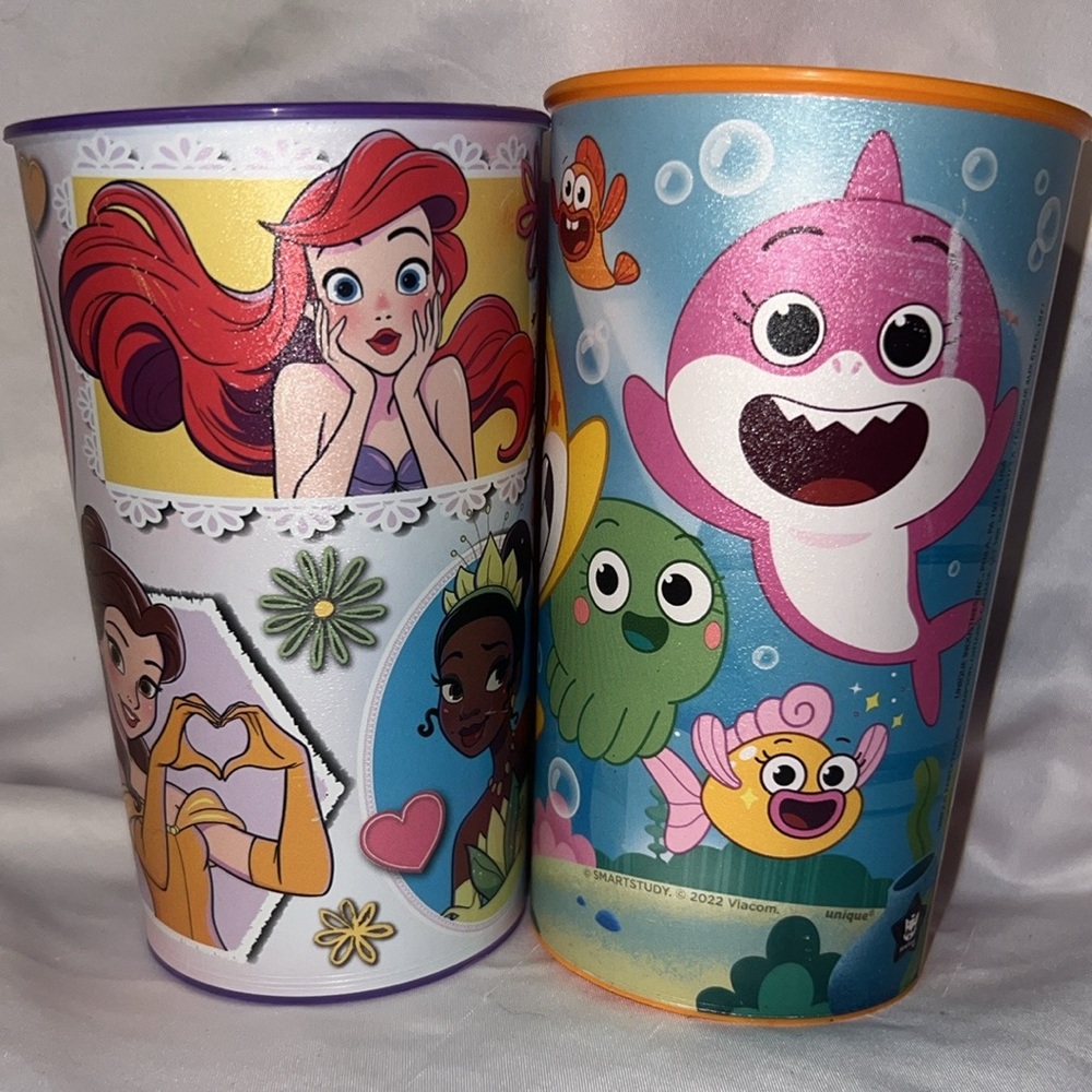 2 Kids Girls & Boys Baby Toddler Fun Cartoon 
Disney Princess & Tumblr Cups